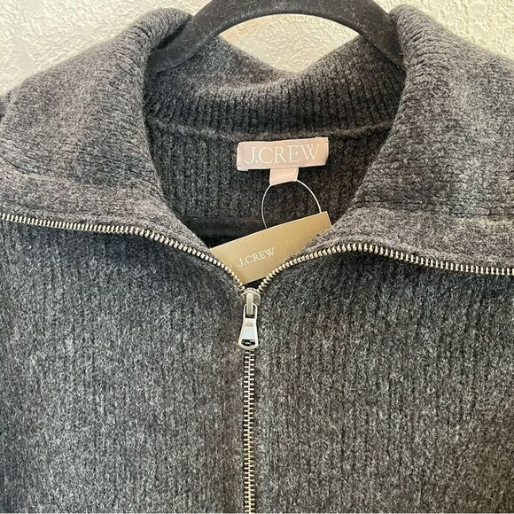 J. Crew Half Zip Stretch Merino Wool Sweater in Heather Charcoal NWT! size Large - Picture 12 of 13